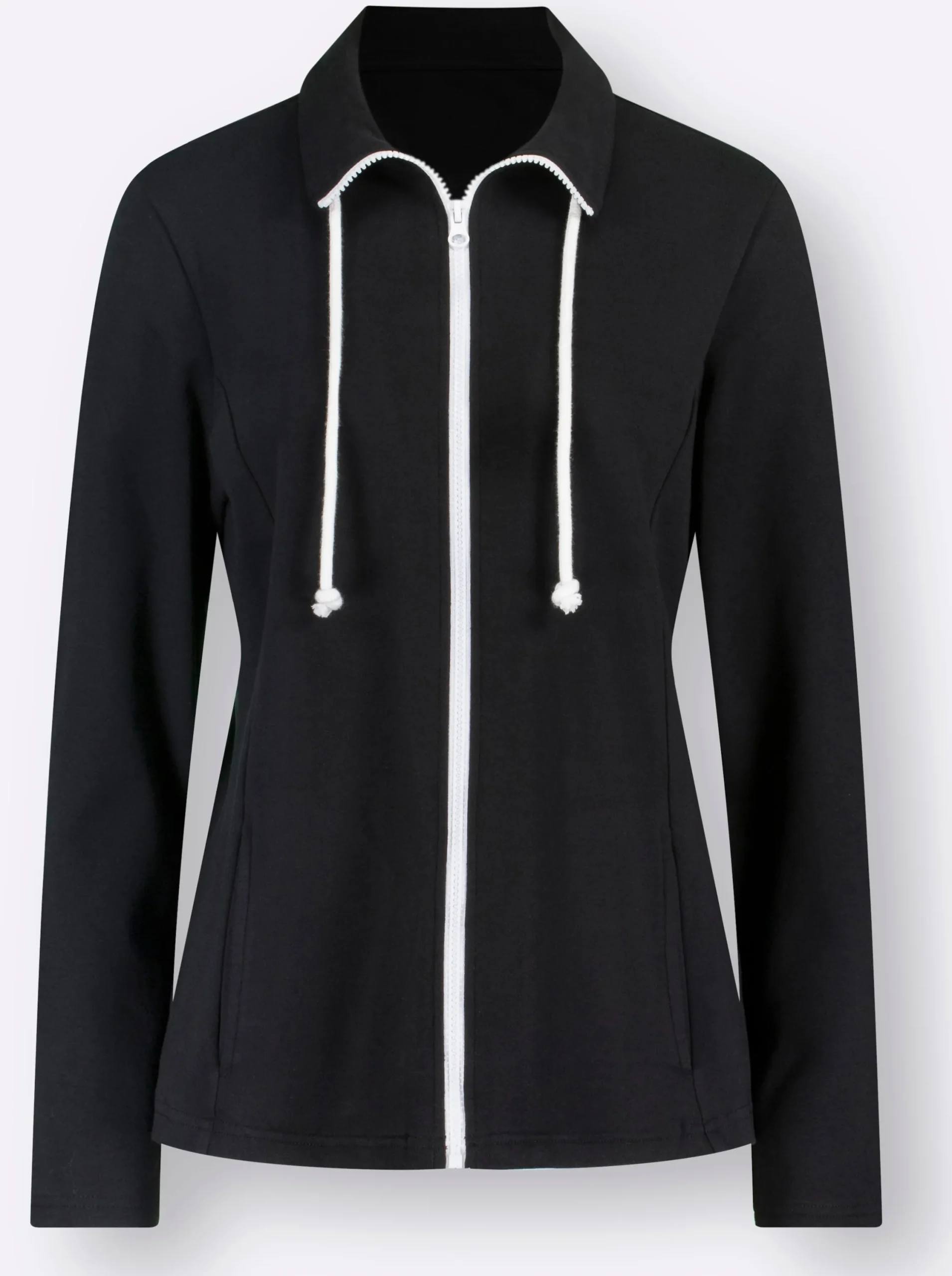 Homewear| Sweatjacke aus Interlock-Jersey, formstabil schwarz