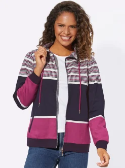 Jacken| Sweatjacke im Muster-Mix marine-fuchsia