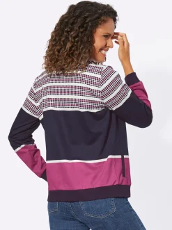 Jacken| Sweatjacke im Muster-Mix marine-fuchsia