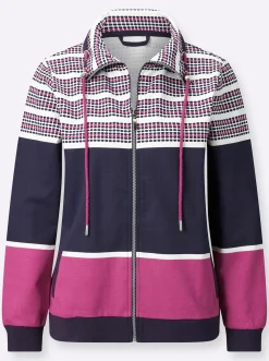 Jacken| Sweatjacke im Muster-Mix marine-fuchsia