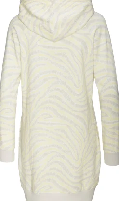 Homewear|Homewear|LASCANA Sweatkleid hellgelb-hellgrau-gemustert