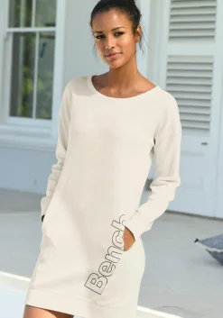 Homewear|Kleider| Sweatkleid ecru-schwarz