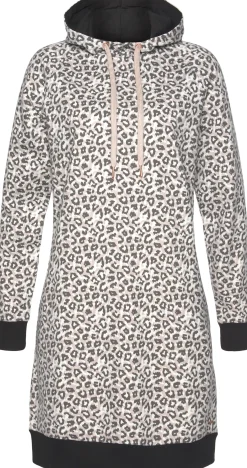 Kleider|LASCANA Sweatkleid beige-schwarz