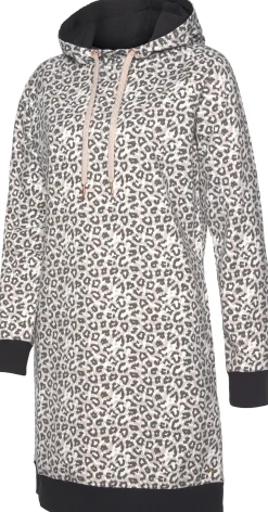 Kleider|LASCANA Sweatkleid beige-schwarz
