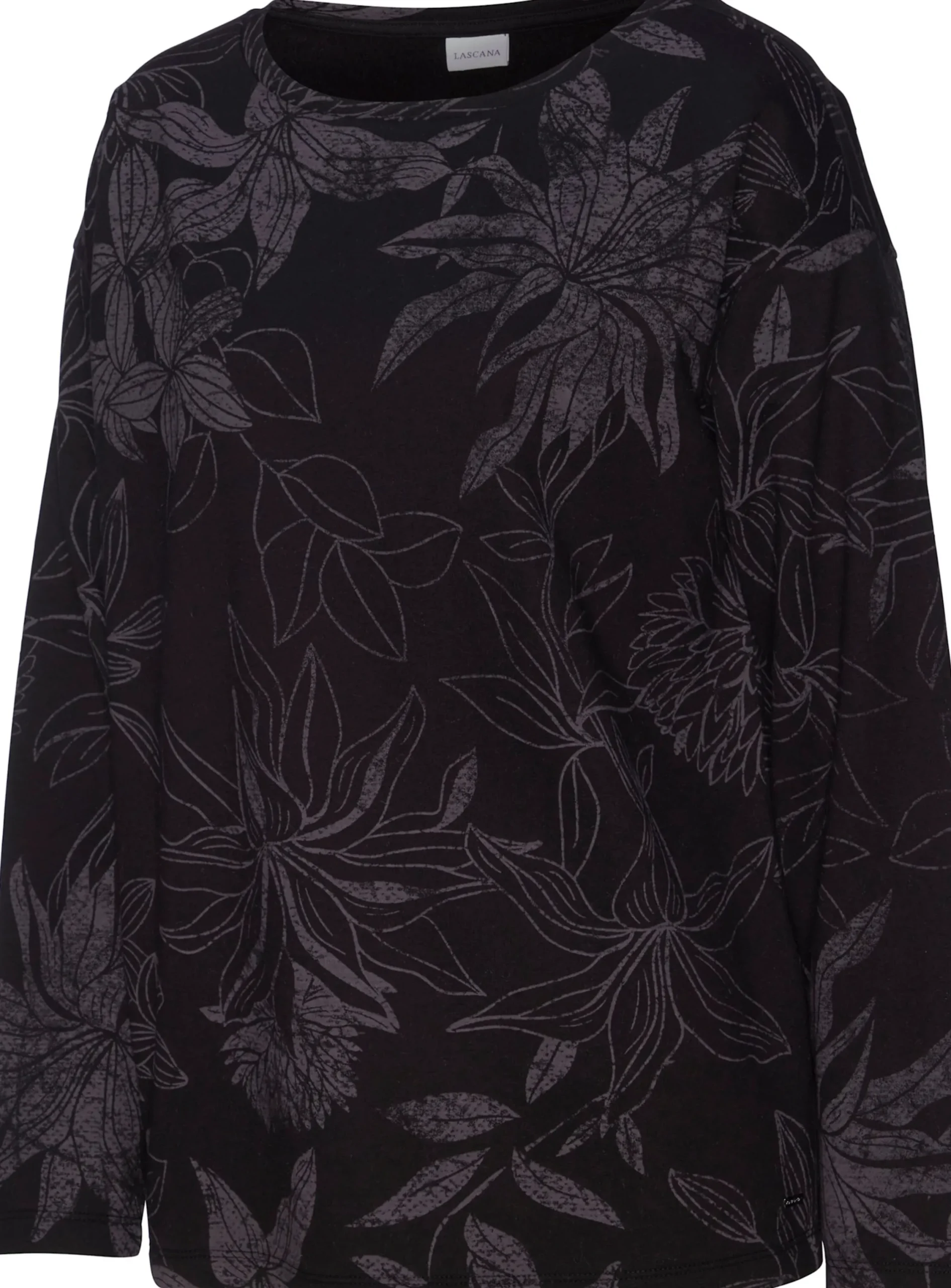 Shirts|LASCANA Sweatshirt schwarz-gemustert