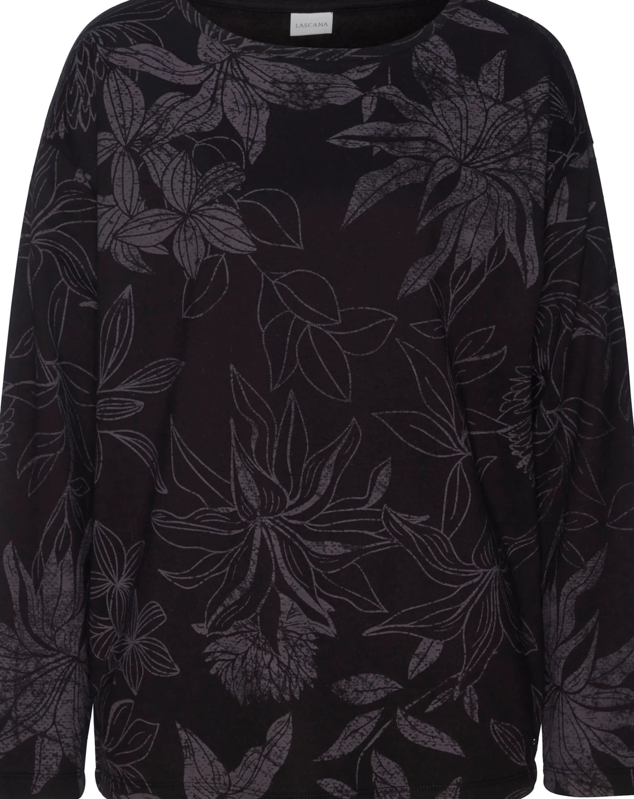 Shirts|LASCANA Sweatshirt schwarz-gemustert