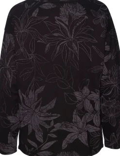 Shirts|LASCANA Sweatshirt schwarz-gemustert