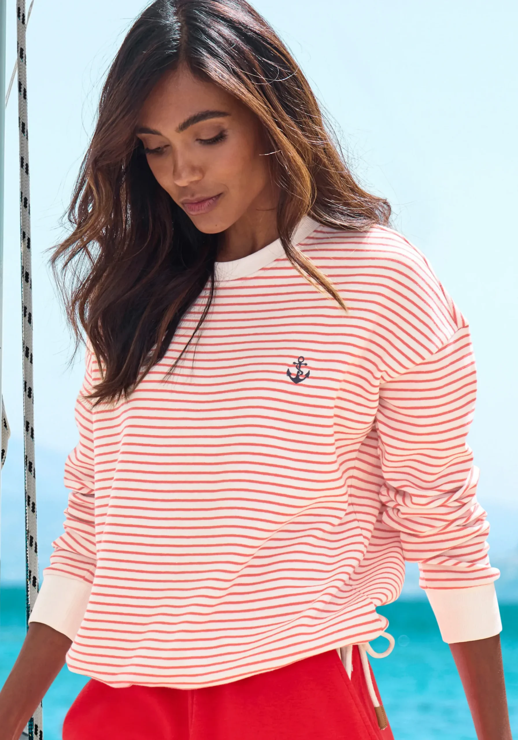 Homewear|Homewear|H.I.S Sweatshirt rot-offwhite