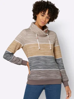 Shirts| Sweatshirt dunkeltaupe-sesam-bedruckt