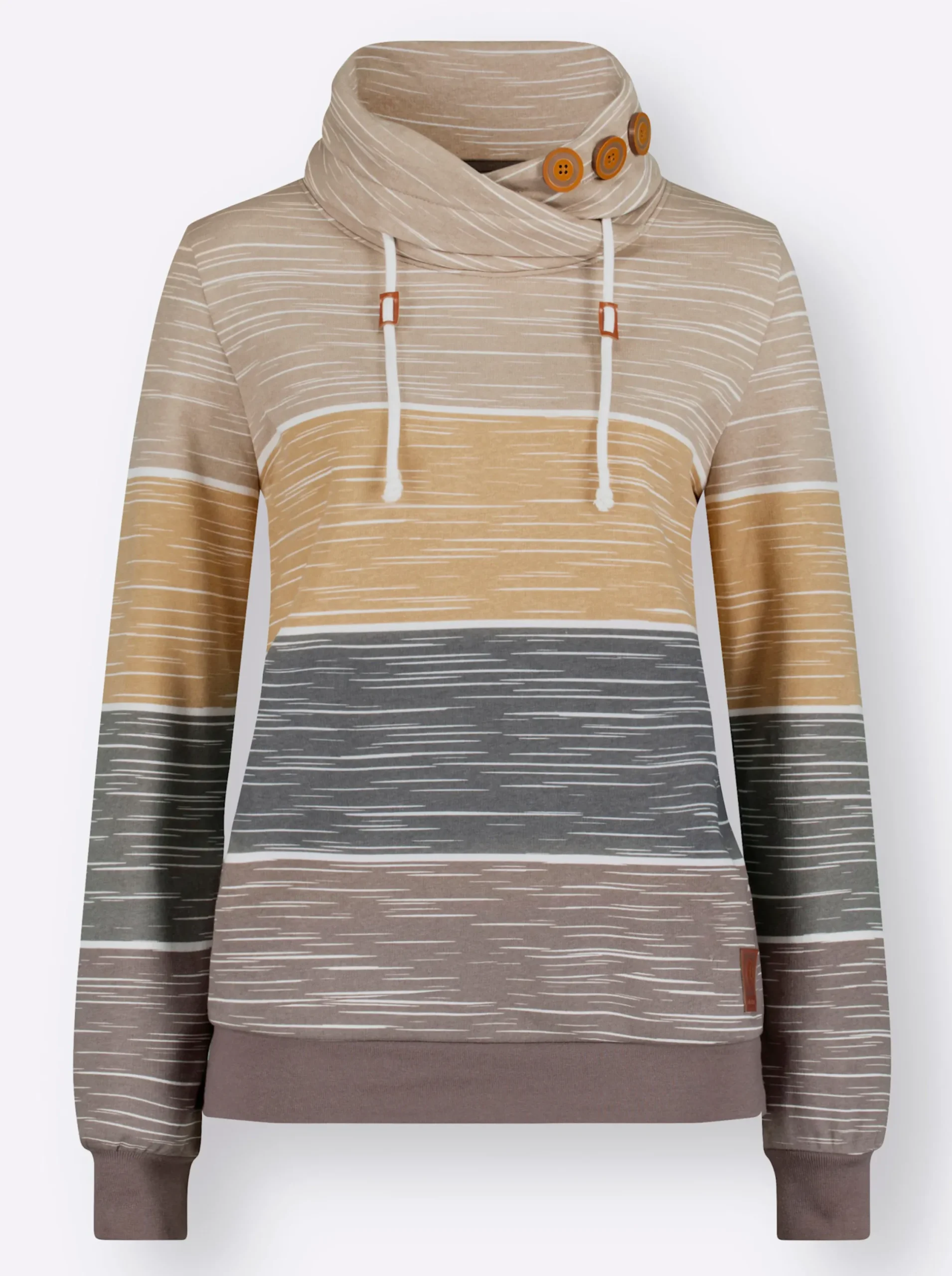 Shirts| Sweatshirt dunkeltaupe-sesam-bedruckt