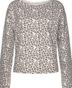 Pullover|Shirts|LASCANA Sweatshirt beige-schwarz