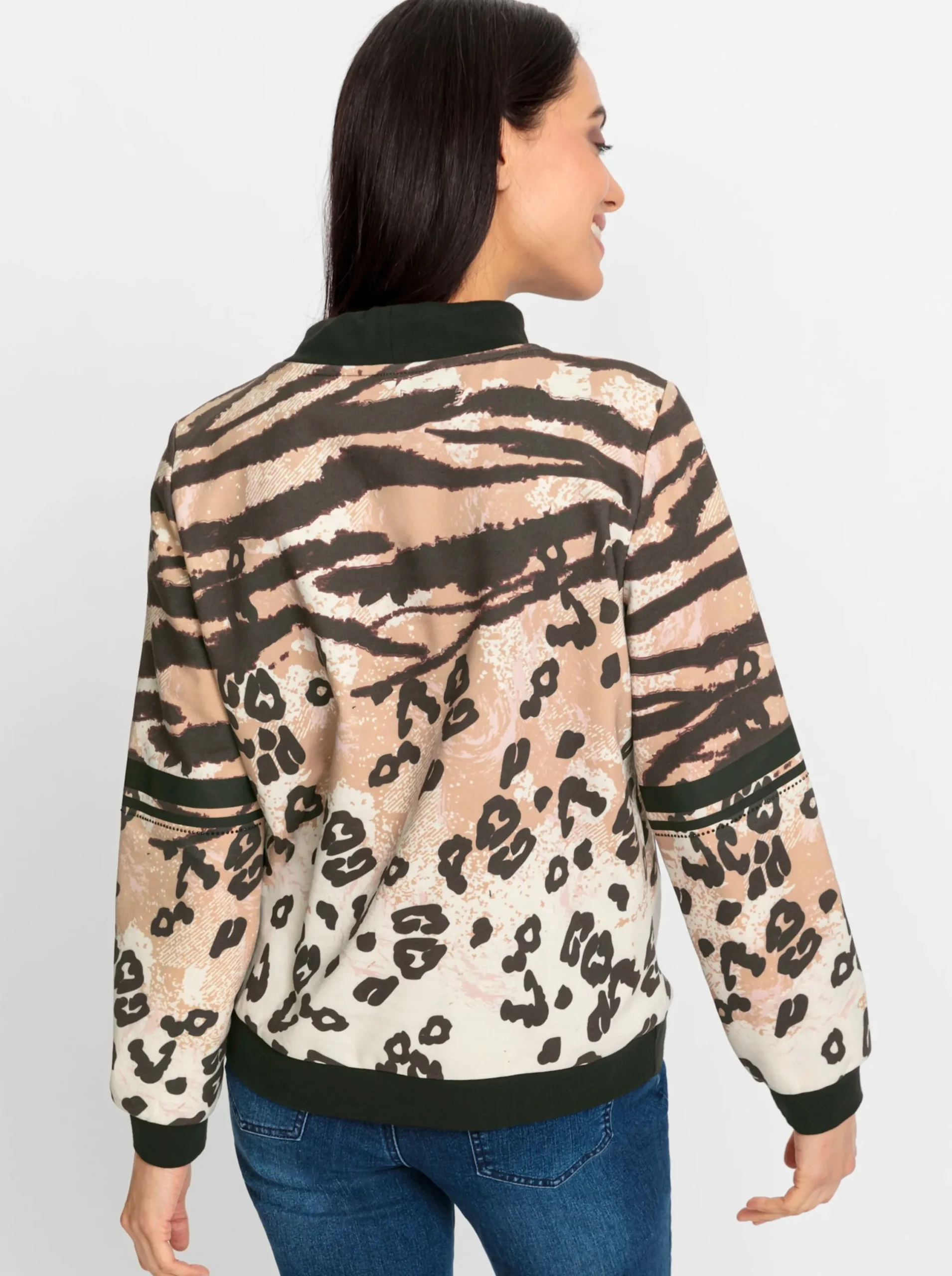 Pullover|heine Sweatshirt schwarz-camel-bedruckt