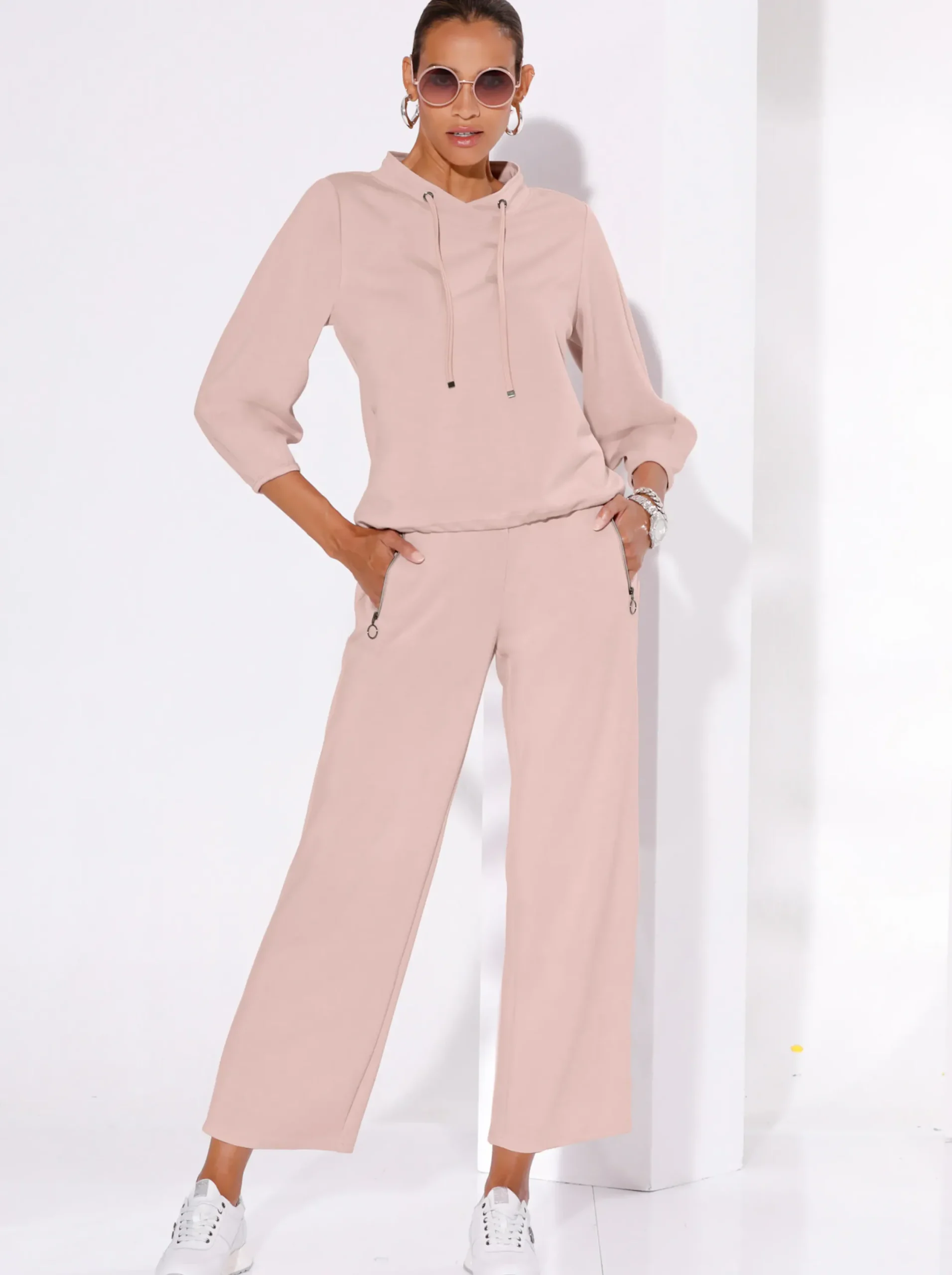 Pullover|Shirts| Sweatshirt im softweichen Modal-Mix puder