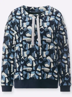 Pullover| Sweatshirt in Jacquard-Qualität, bedruckt mittelblau-royalblau-gemustert