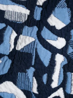 Pullover| Sweatshirt in Jacquard-Qualität, bedruckt mittelblau-royalblau-gemustert