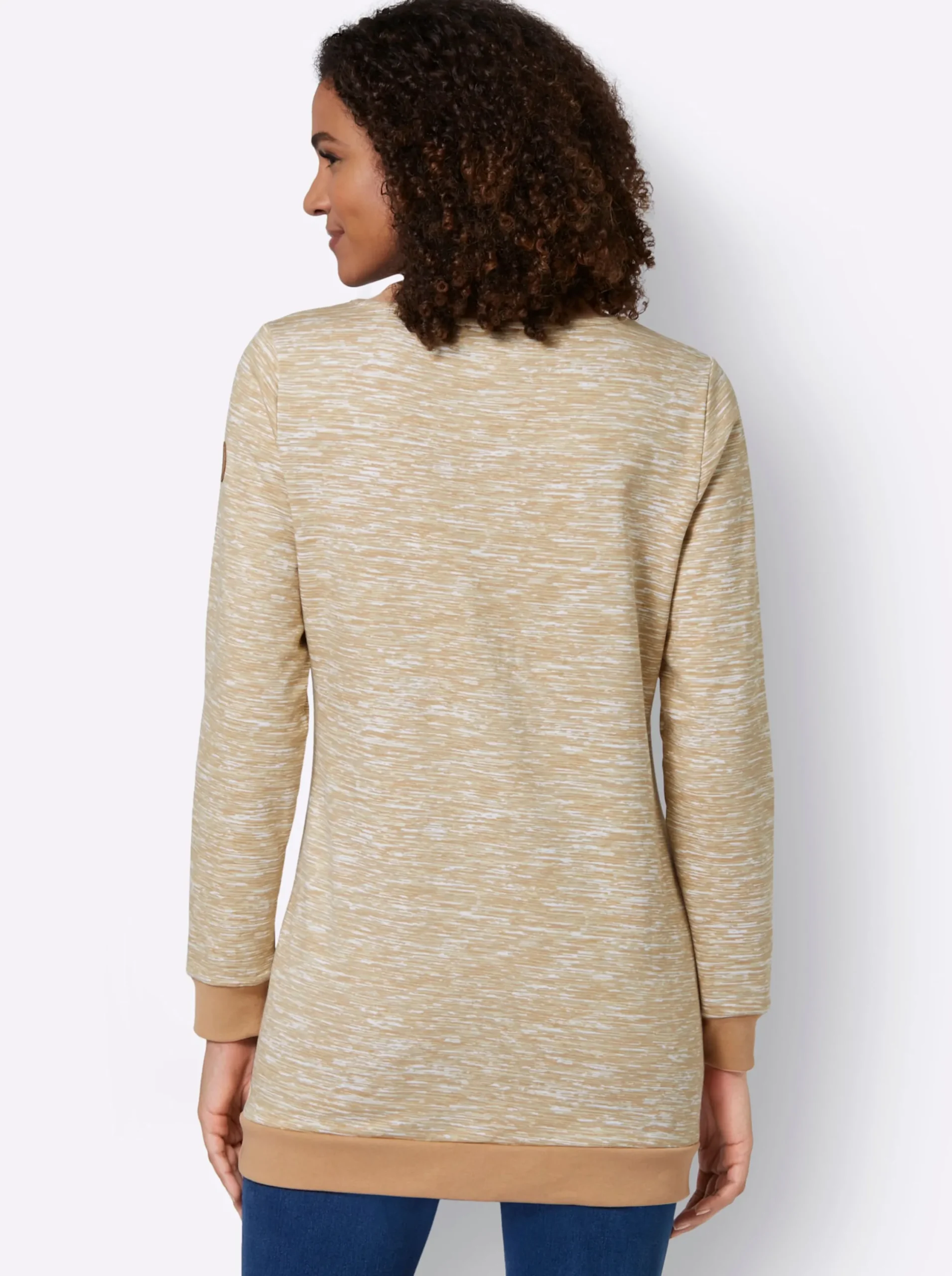 Shirts| Sweatshirt in Longform camel-weiß-meliert