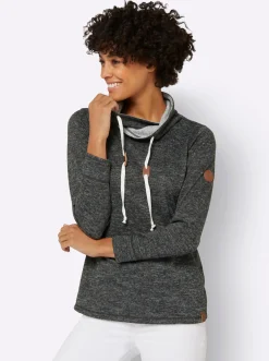 Pullover| Sweatshirt in Melange-Optik graphit-grau-meliert