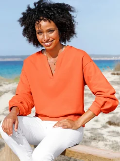 Pullover|heine Sweatshirt mit Ballonärmeln orange