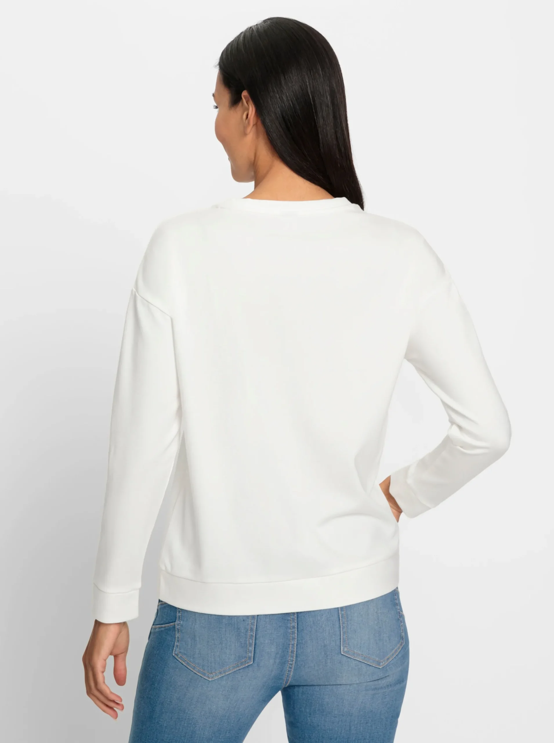 Pullover|heine Sweatshirt mit überschnittenen Schultern ecru