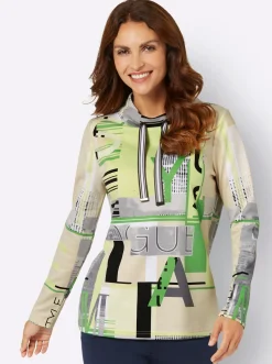 Pullover|Shirts| Sweatshirt mit Buchstaben-Print apfel-ecru