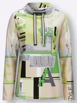 Pullover|Shirts| Sweatshirt mit Buchstaben-Print apfel-ecru