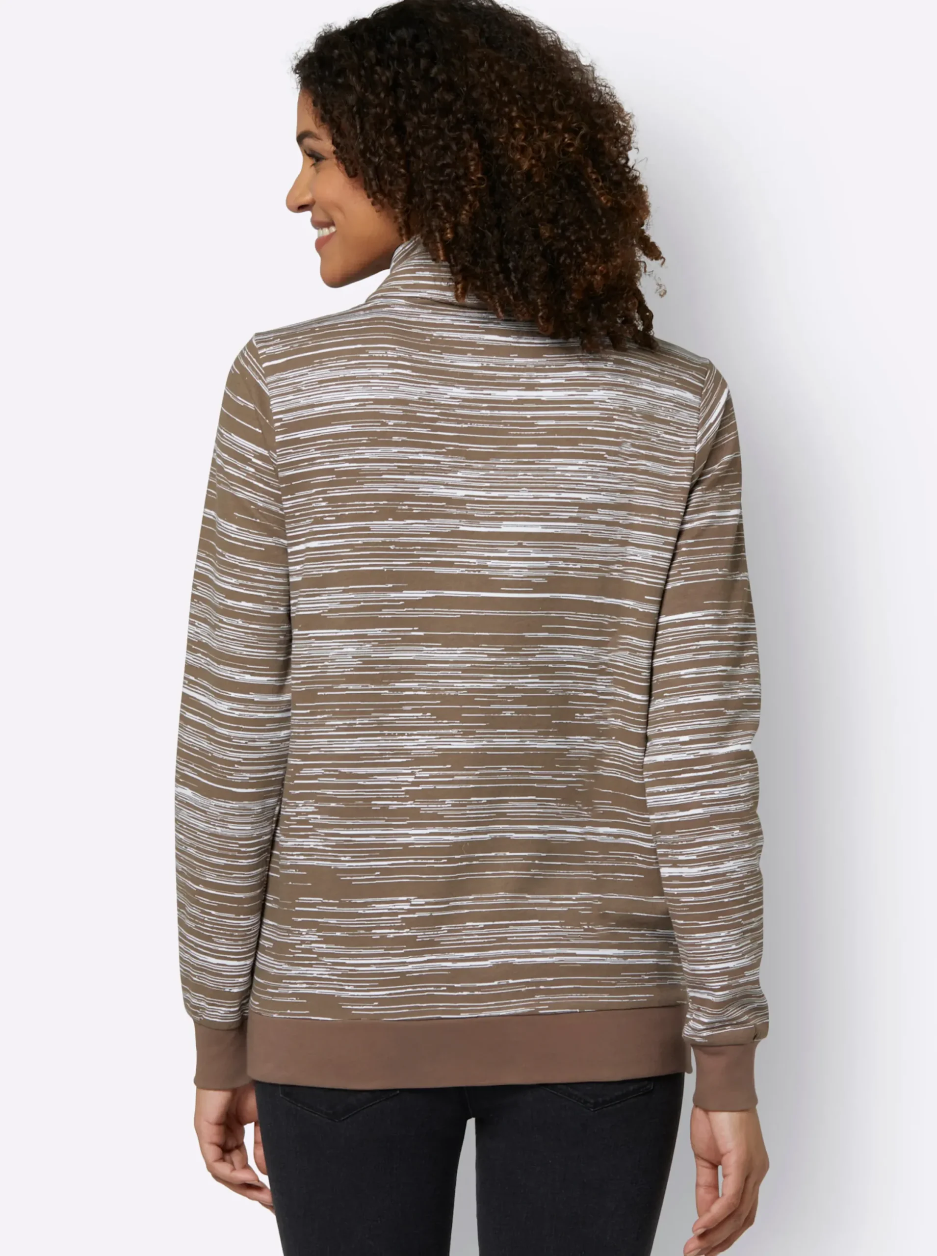 Shirts| Sweatshirt mit elastischen Bündchen braun-ecru-bedruckt