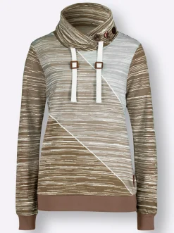 Shirts| Sweatshirt mit elastischen Bündchen braun-ecru-bedruckt