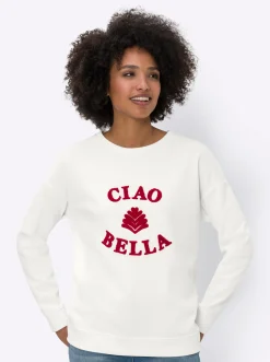Pullover|Shirts|heine Sweatshirt mit flauschigem Schriftzug ecru