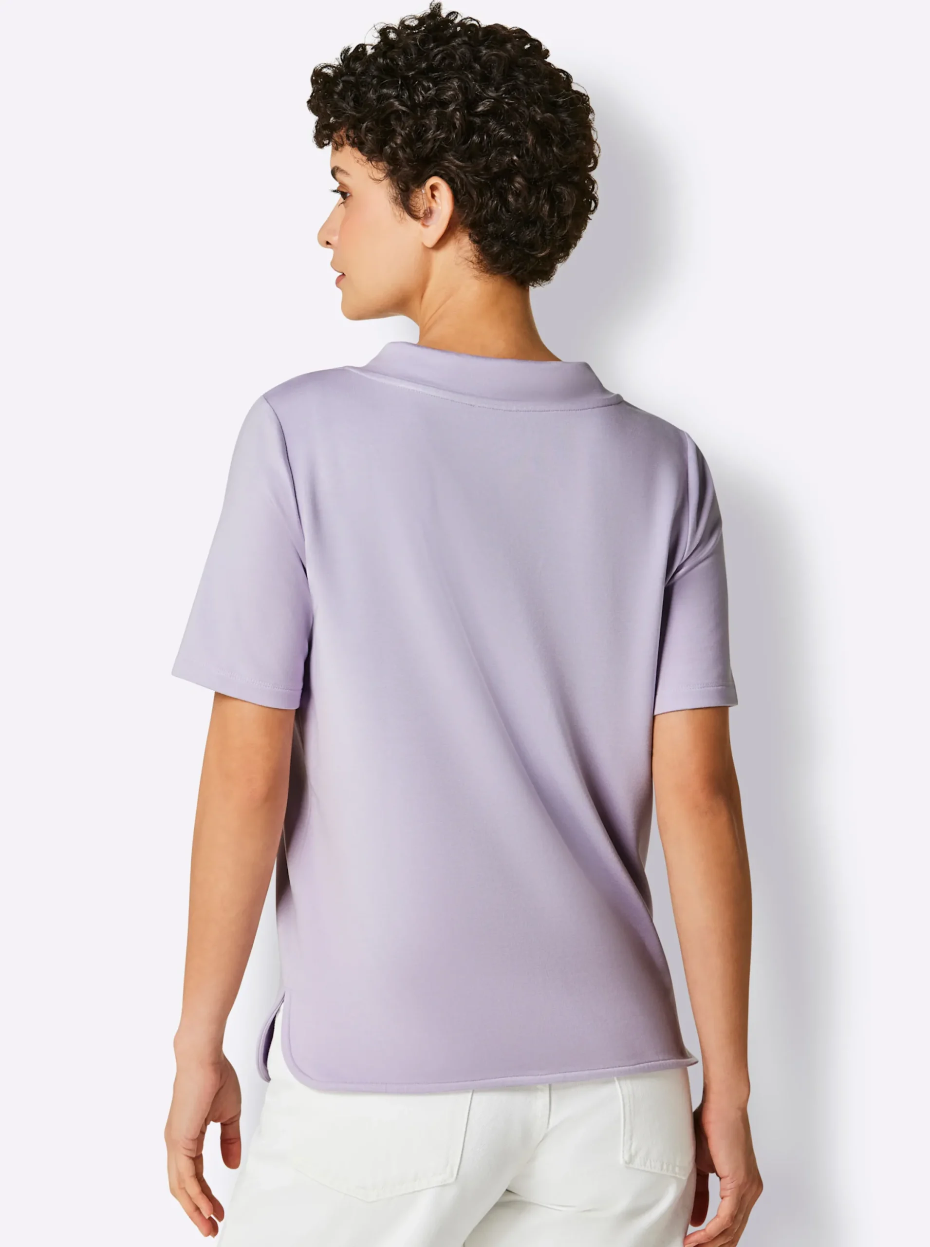Shirts|CREATION L PREMIUM Sweatshirt mit Folienprint und Glitzersteinchen flieder