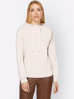 Shirts|heine Sweatshirt mit Galonstreifen aus Ziersteinchen champagner