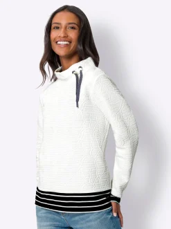 Shirts|heine Sweatshirt mit geringelten Abschlüssen ecru-marine