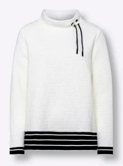 Shirts|heine Sweatshirt mit geringelten Abschlüssen ecru-marine