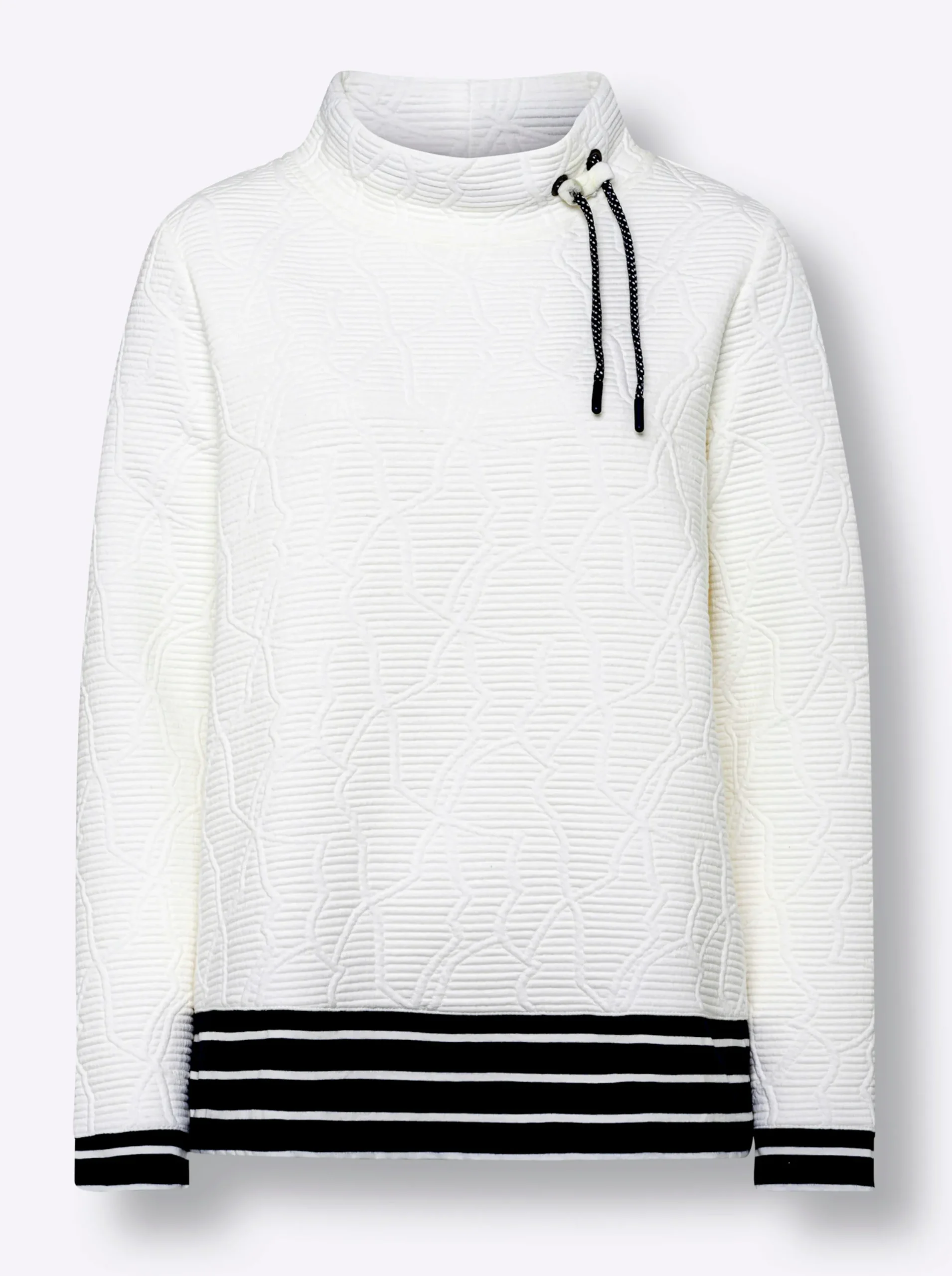 Shirts|heine Sweatshirt mit geringelten Abschlüssen ecru-marine
