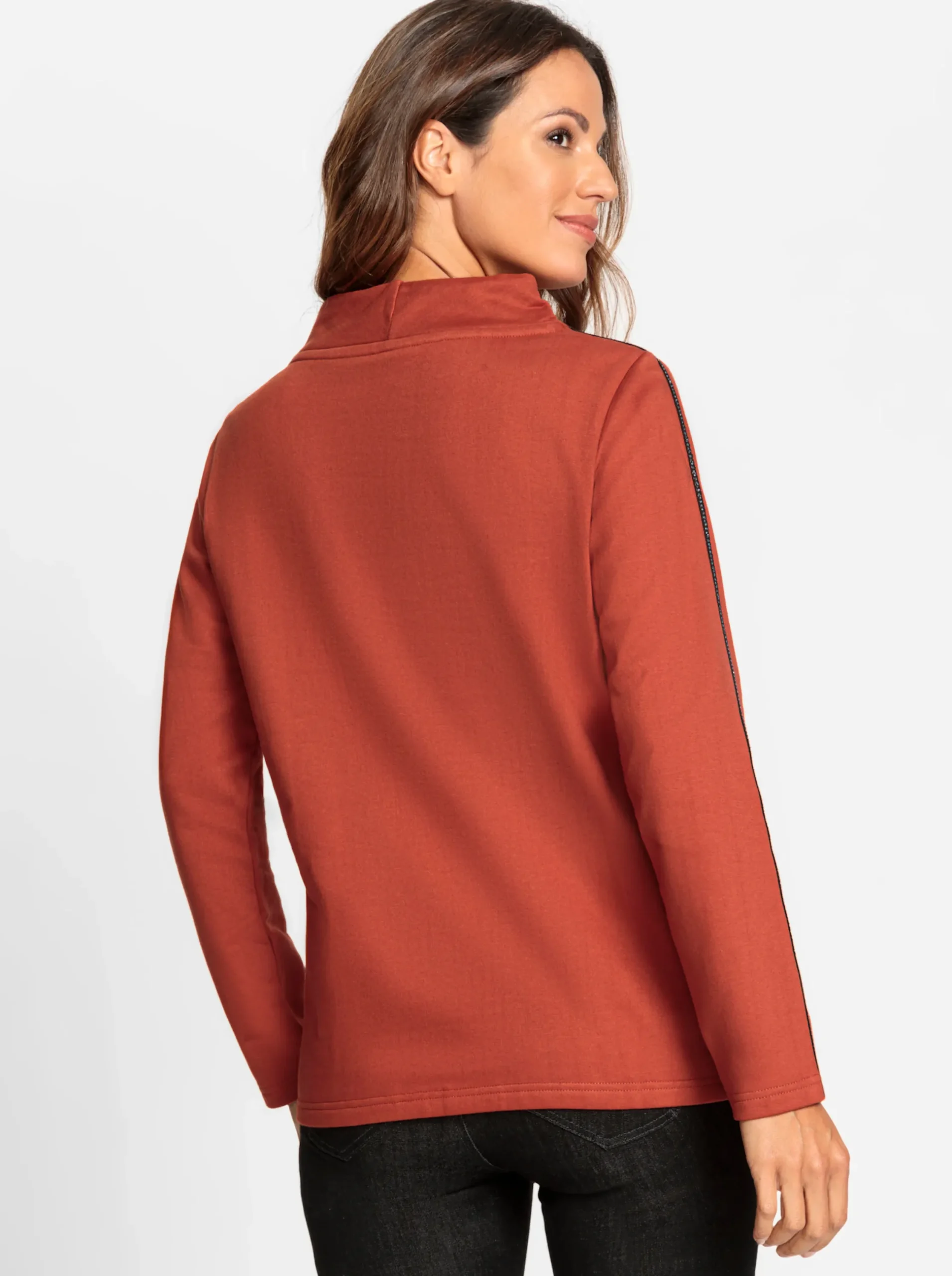 Pullover|Shirts| Sweatshirt mit Glitzer-Details rostrot