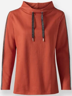 Pullover|Shirts| Sweatshirt mit Glitzer-Details rostrot