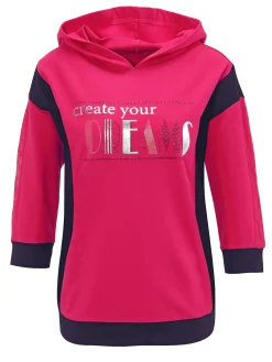 Pullover| Sweatshirt mit goldfarbenem Folien-Print pink-marine