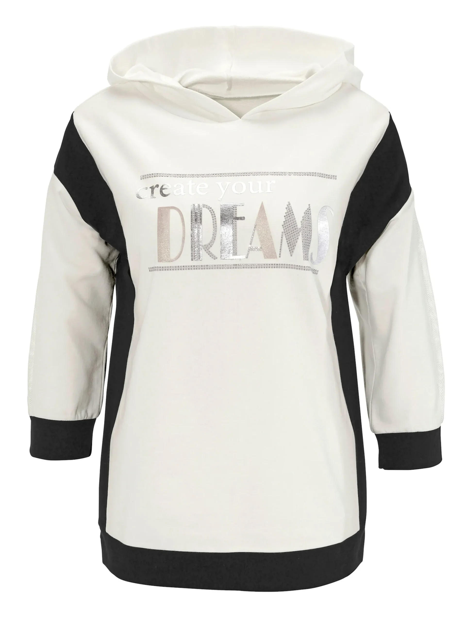 Shirts| Sweatshirt mit goldfarbenem Folien-Print ecru-schwarz