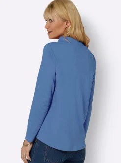 Pullover| Sweatshirt mit grafischem Druck mittelblau