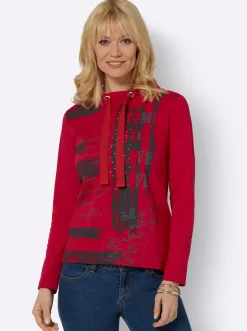 Pullover| Sweatshirt mit grafischem Druck rot