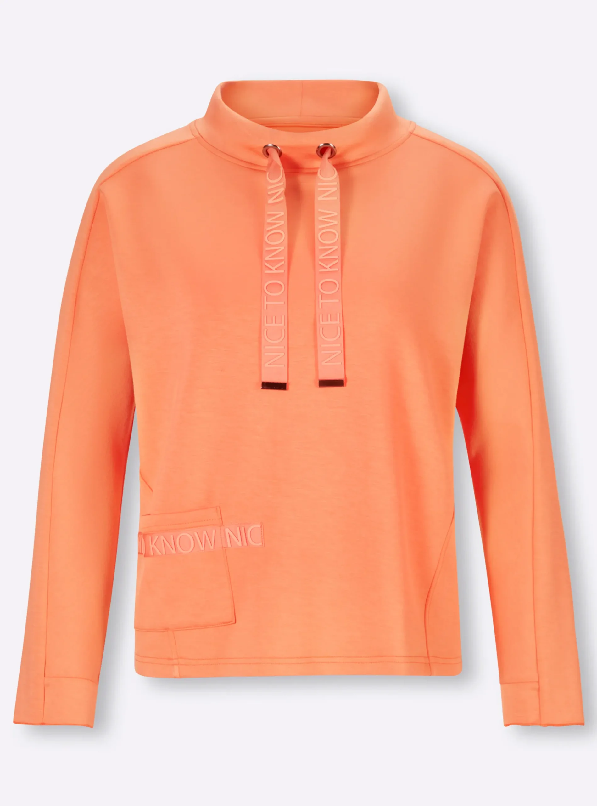 Shirts|heine Sweatshirt mit gummiertem Schriftzug mandarine