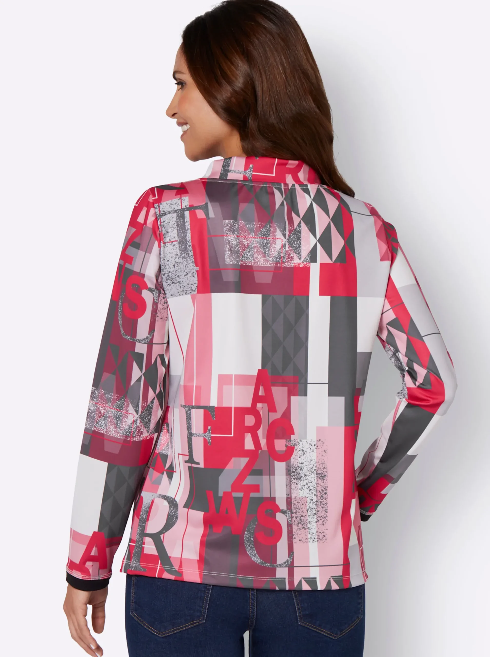 Pullover|Shirts| Sweatshirt mit halsfernem Kragen erdbeere-gemustert