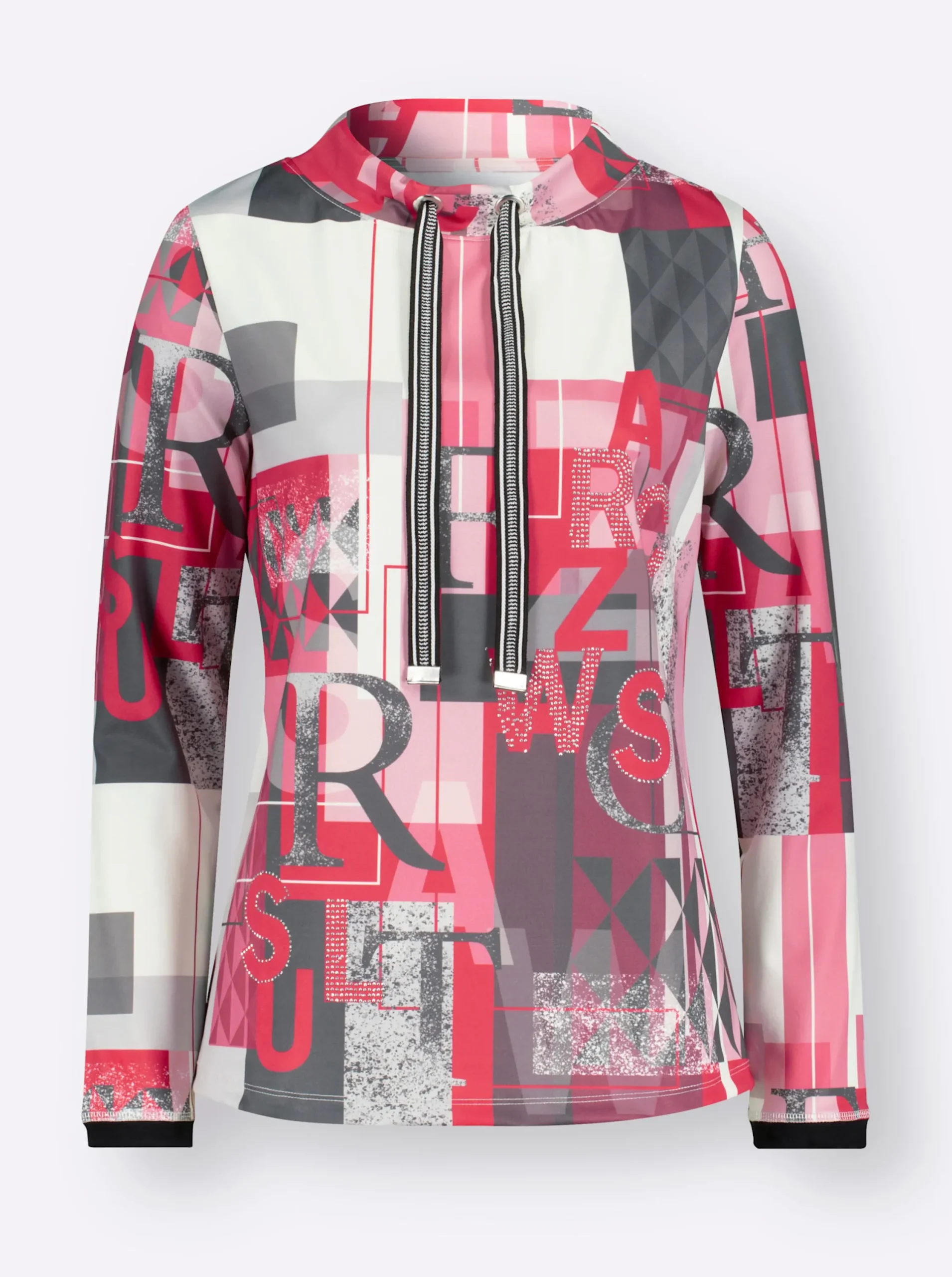 Pullover|Shirts| Sweatshirt mit halsfernem Kragen erdbeere-gemustert