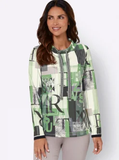 Shirts| Sweatshirt mit halsfernem Kragen apfel-gemustert