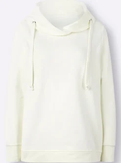 Basics|Shirts| Sweatshirt mit halsfernem Rollkragen wollweiß