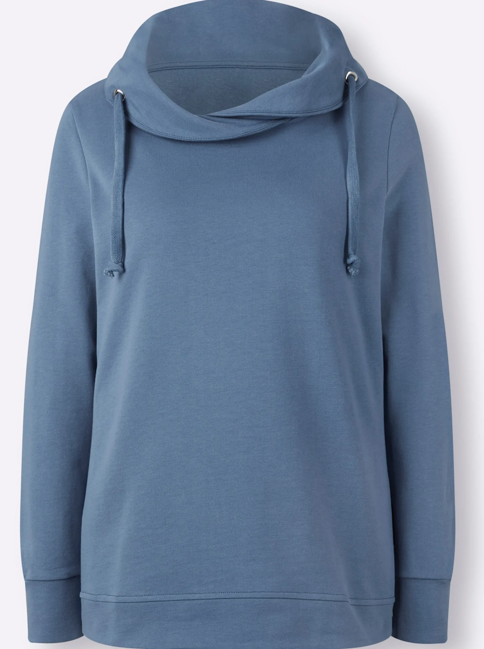 Basics|Pullover| Sweatshirt mit halsfernem Rollkragen blau
