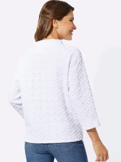 Pullover|Shirts| Sweatshirt mit Jacquard-Struktur weiß