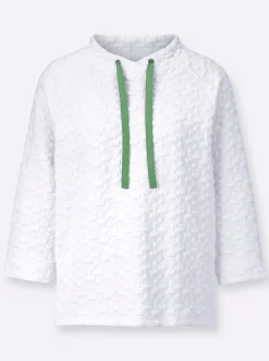 Pullover|Shirts| Sweatshirt mit Jacquard-Struktur weiß