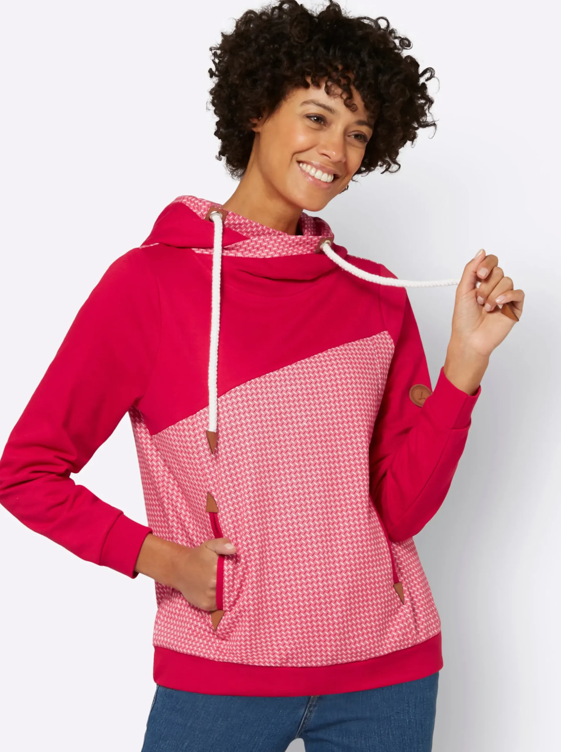 Pullover| Sweatshirt mit Kapuze rot