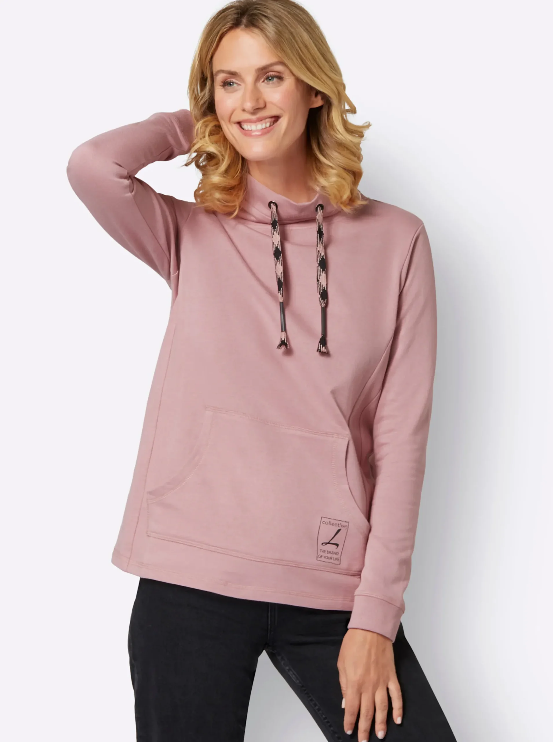 Shirts| Sweatshirt mit Känguru-Tasche hortensie