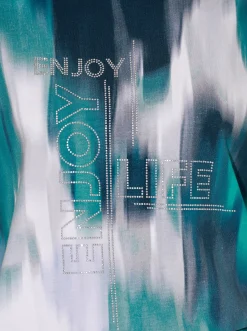 Shirts| Sweatshirt mit Kontrast-Einsätzen salbei-dunkelblau-bedruckt